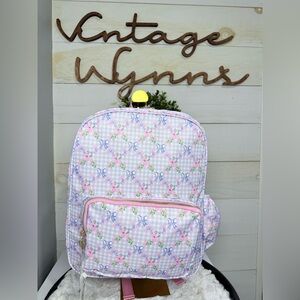 Kawaii Cottagecore Floral Gingham Bow Backpack Pink‎ Blue 15”x12”x5” NWT